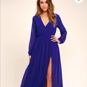 Wondrous Water Lillies Royal Blue Maxi dress
